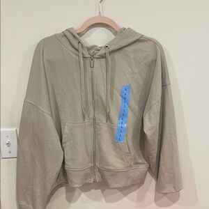 DKNY Taupe Casual cropped zip Hoodie